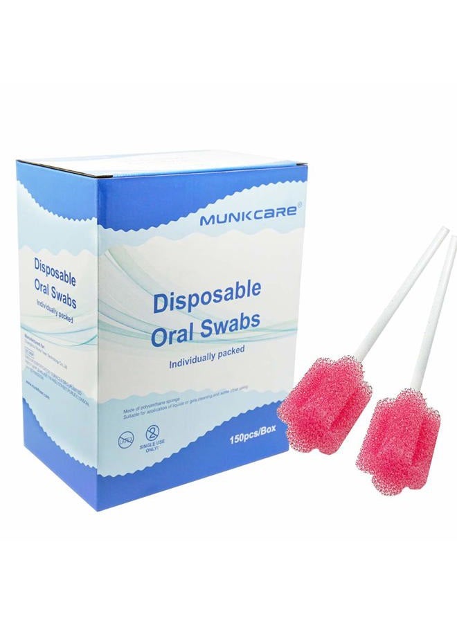 MUNKCARE Oral Swabs Flavored Lemon- Elderly Tooth Cleaning Sponges 150 counts - Image 1