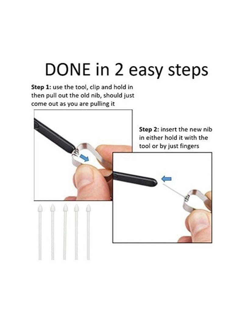 5 Pack SPen Tips,Nibs compatible with galaxy note 10,note10+,note20, note 20 ultra,tab s6,tab s6 lite, tab s7,tab s7+,tab s8 ultra s8+,s8,s21ultra,s22ultra, s23ultra,s24 ultra+Tweezers,White