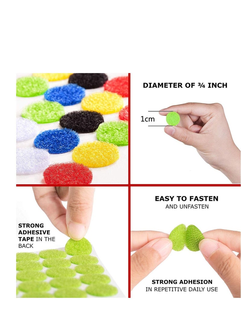 Captaintech Colorful Hook and Loop Self Adhesive Fastener Dots Coins Sticky Back Heavy Duty Circles Best for Home Office Classroom Crafts Double Sided Sticker Round Dot 6 Colors 600pairs 1cm Diameter - Image 3