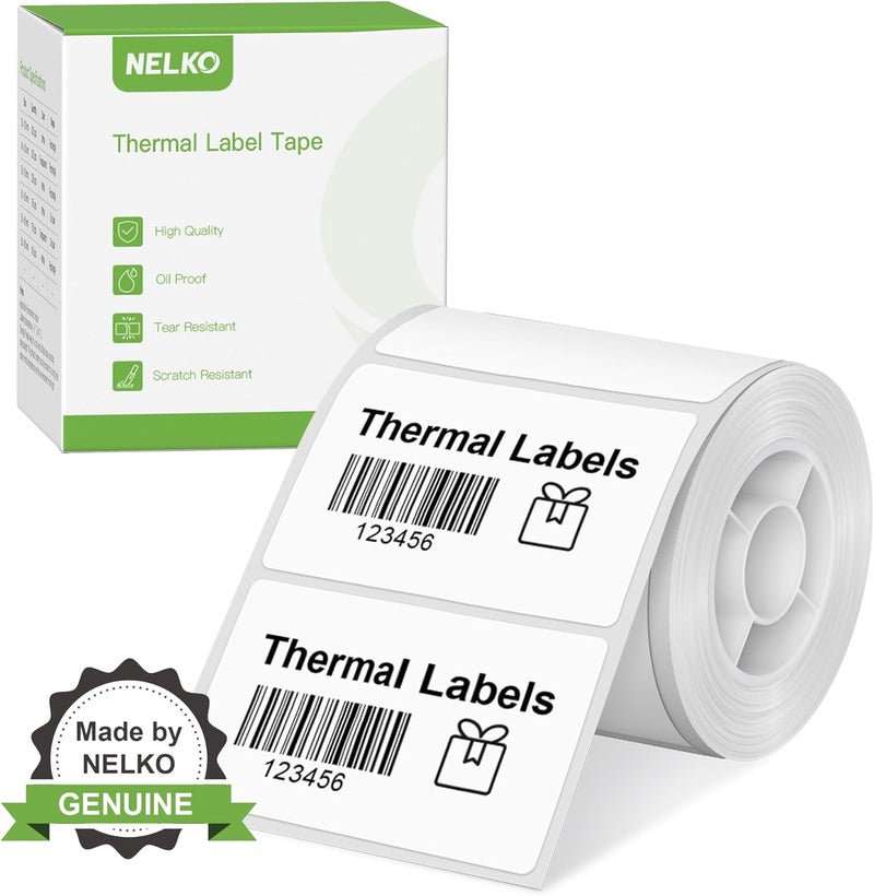 Nelko Thermal Labels for PM220 Label Printer, 50 x 30 mm, Waterproof, Multifunction Label Tape, 1 Roll of 230 Sheets Self-Adhesive Thermal Paper Labels (White) - Image 1