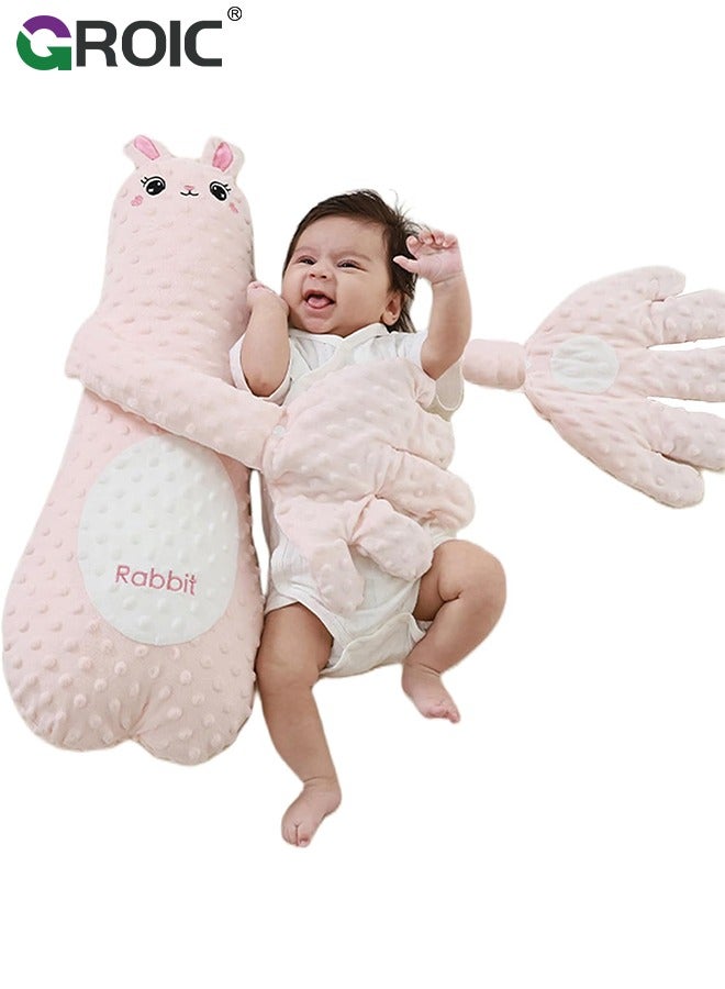 GROIC Baby Patter for Sleep, Baby Soothing Palm, Baby Startle Prevention Sleep Aid Companion, Baby Sleeping Doll, Anti-Flatulence Accessible Coax Sleeping Pillow, Baby Sleep Soothers (Pink Rabbit) - Image 1