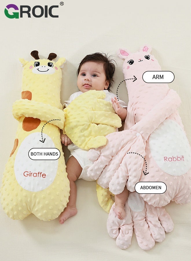 GROIC Baby Patter for Sleep, Baby Soothing Palm, Baby Startle Prevention Sleep Aid Companion, Baby Sleeping Doll, Anti-Flatulence Accessible Coax Sleeping Pillow, Baby Sleep Soothers (Pink Rabbit) - Image 2
