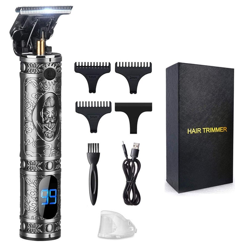 Suttik Hair Trimmer for Men Professional Hair Clippers for Barber Beard Trimmer for Men Cordless Edgers Clippers Ornate Knight TBlade Close Cutting Trimmer with LCD Gray
