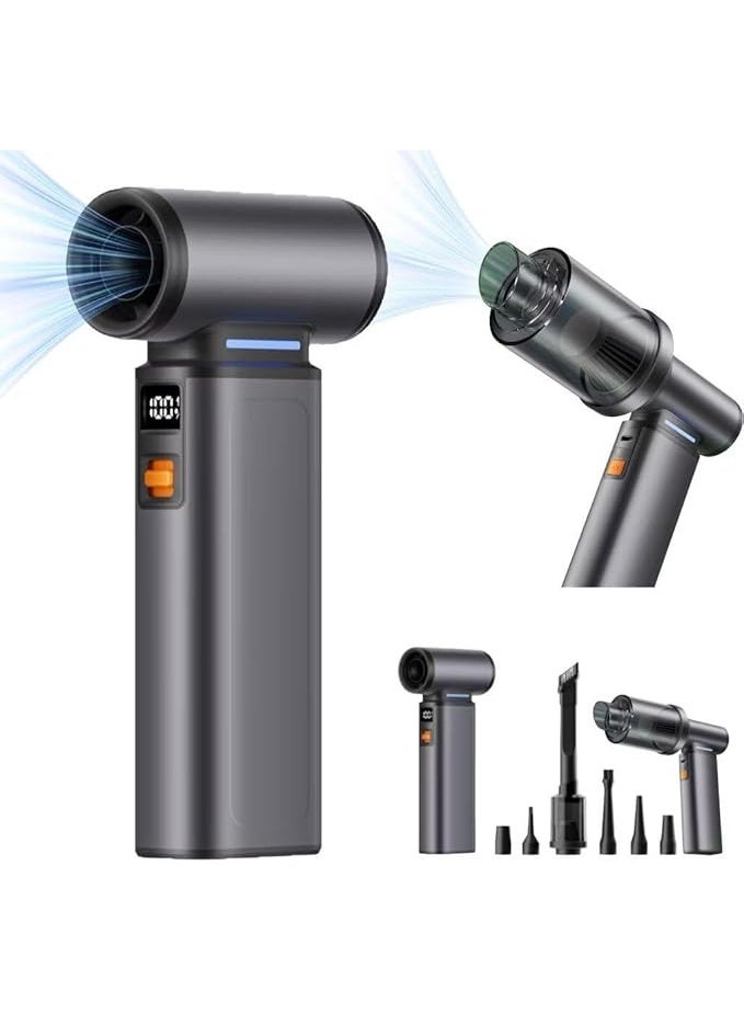 اف 1 منفاخ هواء كهربائي متعدد الوظائف لاسلكي F1، مروحة صغيرة ومكنسة شفط – مزود بمحرك توربو 200 واط، وبطارية مزدوجة 4000mAh، مع 6 ملحقات – منظف غبار محمول للاستخدام مع الكمبيوتر واللاب توب والسيارة والمنزل - Image 1