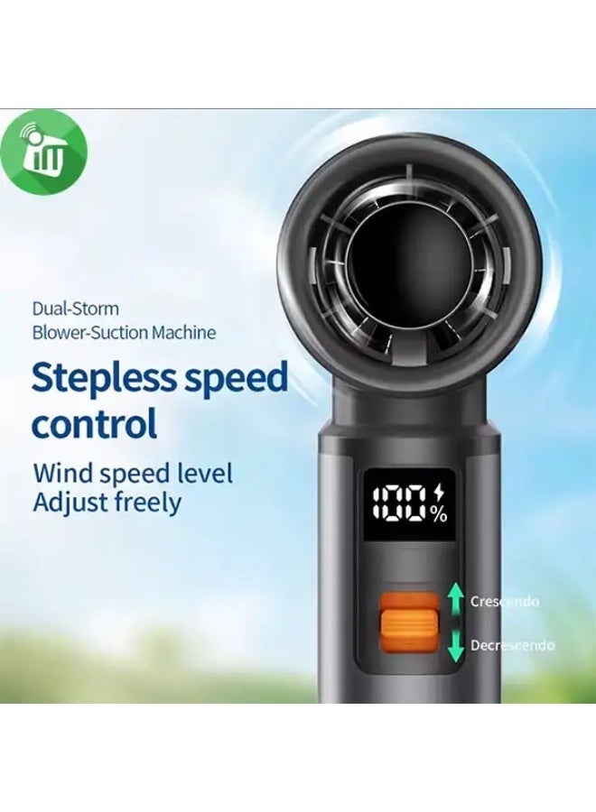 اف 1 منفاخ هواء كهربائي متعدد الوظائف لاسلكي F1، مروحة صغيرة ومكنسة شفط – مزود بمحرك توربو 200 واط، وبطارية مزدوجة 4000mAh، مع 6 ملحقات – منظف غبار محمول للاستخدام مع الكمبيوتر واللاب توب والسيارة والمنزل - Image 4