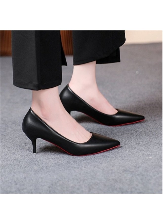 Rup Art Heels For Women Professional Shoes Simple Comfort Work Shoes Black High Heels Formal Wear Party Leather Shoes Wedding Dress Shoes Black Colour Rubber Bottom Heels  - Image 2