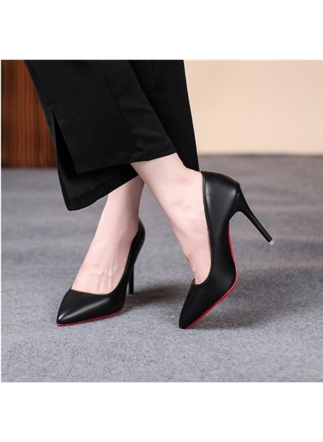Rup Art Heels For Women Professional Shoes Simple Comfort Work Shoes Black High Heels Formal Wear Party Leather Shoes Wedding Dress Shoes Black Colour Rubber Bottom Heels  - Image 5