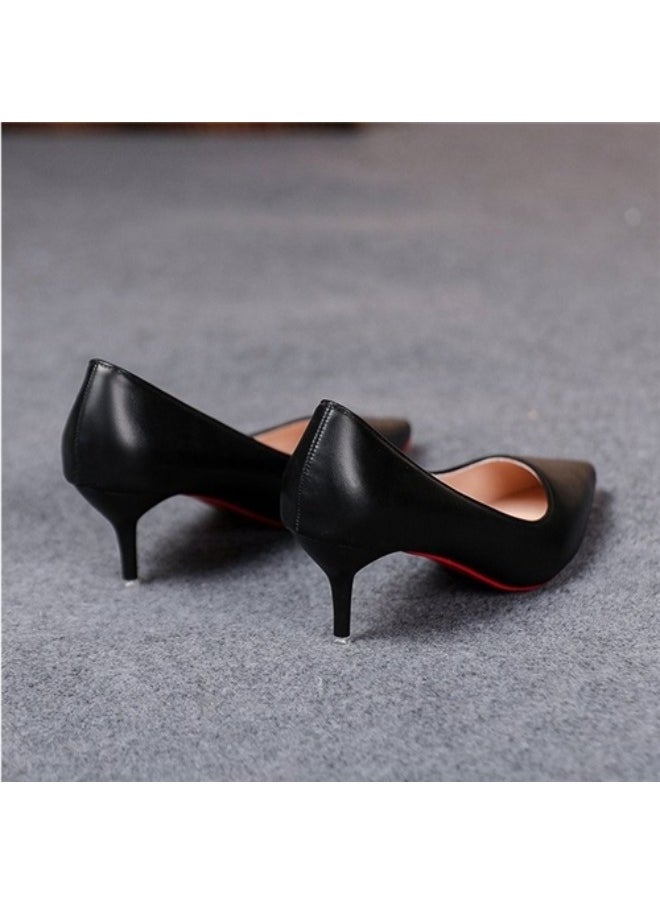 Rup Art Heels For Women Professional Shoes Simple Comfort Work Shoes Black High Heels Formal Wear Party Leather Shoes Wedding Dress Shoes Black Colour Rubber Bottom Heels  - Image 3
