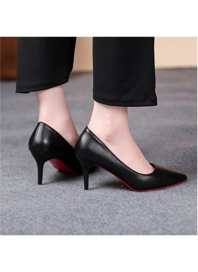 Rup Art Heels For Women Professional Shoes Simple Comfort Work Shoes Black High Heels Formal Wear Party Leather Shoes Wedding Dress Shoes Black Colour Rubber Bottom Heels  - Image 4