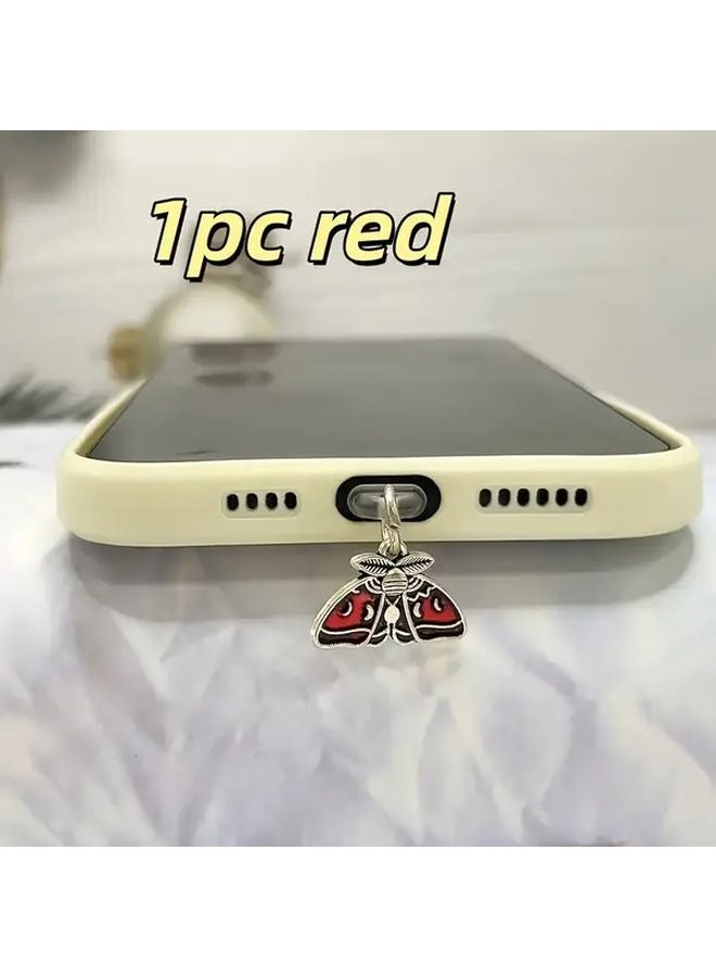 سدادة الغبار الفضية لآيفون قلادة عثة مينيماليست واقي مقبس الهاتف - Image 4