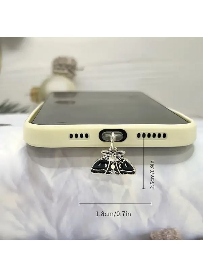 سدادة الغبار الفضية لآيفون قلادة عثة مينيماليست واقي مقبس الهاتف - Image 3