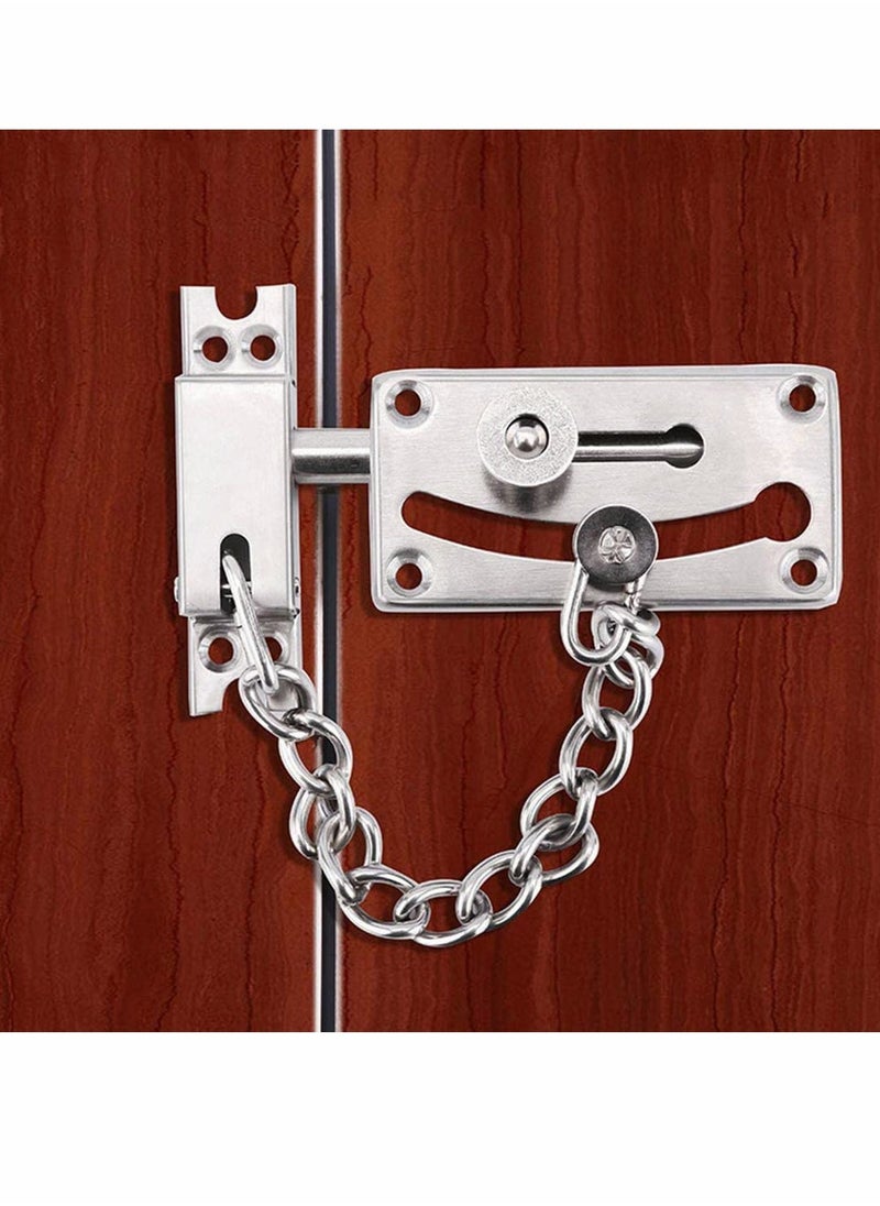 SYOSI - Slide Bolt Latch Gate Latches Safety Door Lock with Anti-Theft Chain and Spring Heavy Duty Stainless Steel Brushed Nickel Finish Slide Bolt Latch Gate Latches Safety Door Lock - Image 1