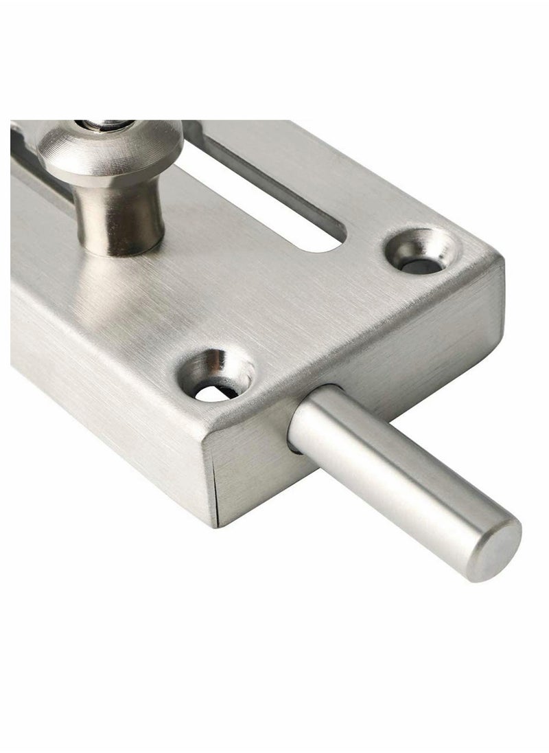 SYOSI - Slide Bolt Latch Gate Latches Safety Door Lock with Anti-Theft Chain and Spring Heavy Duty Stainless Steel Brushed Nickel Finish Slide Bolt Latch Gate Latches Safety Door Lock - Image 1