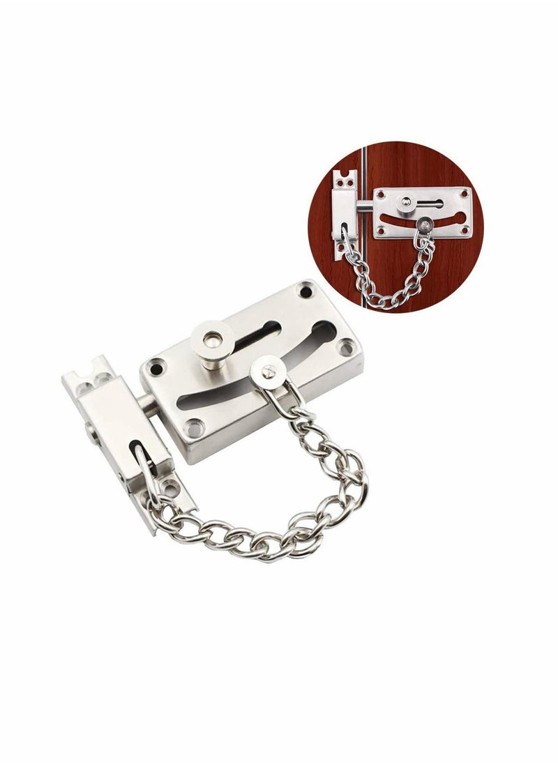 SYOSI - Slide Bolt Latch Gate Latches Safety Door Lock with Anti-Theft Chain and Spring Heavy Duty Stainless Steel Brushed Nickel Finish Slide Bolt Latch Gate Latches Safety Door Lock - Image 1