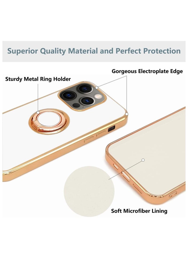 Raxoom Design for iPhone 14 Pro Case, Soft TPU Edge Plating 360 Degree Rotation Ring Holder Kickstand Protective Anti-Scratch Cover Work - Image 3