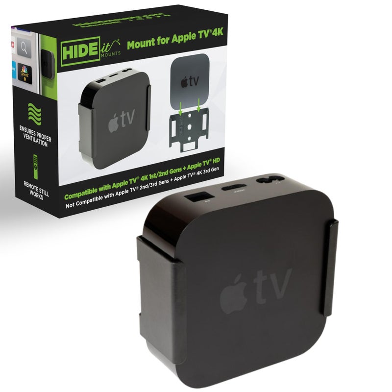 HIDEit Mounts HIDEit Mount for Apple TV 4K - Apple TV Wall Mount Compatible with 1st and 2nd Gen - Image 1