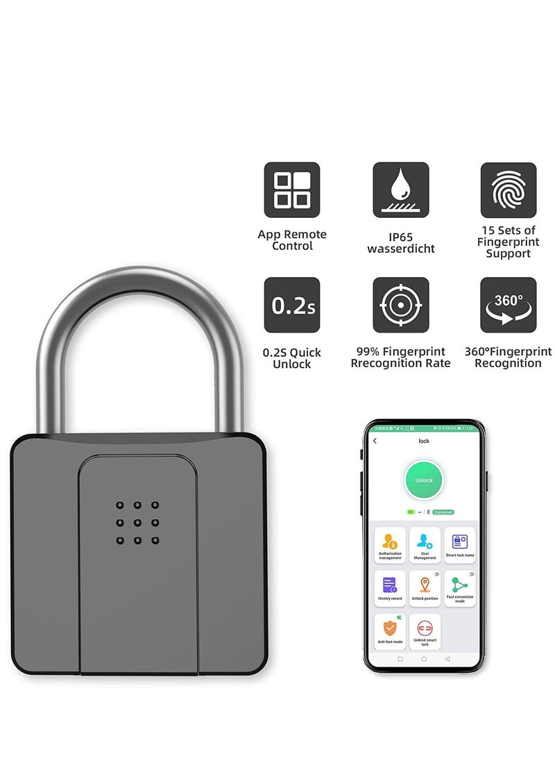 Y&D Fingerprint Padlock, Long Shackle Smart Padlock Bluetooth Lock with Mobile APP Outdoor Waterproof and Keys for School Gym Locker, Fence, Gate, Toolbox, Warehouses, Office  - Image 2