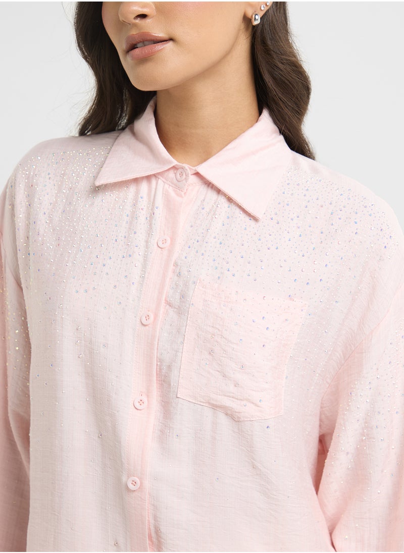 ELLA Embellished Button Down Shirt  - Image 3