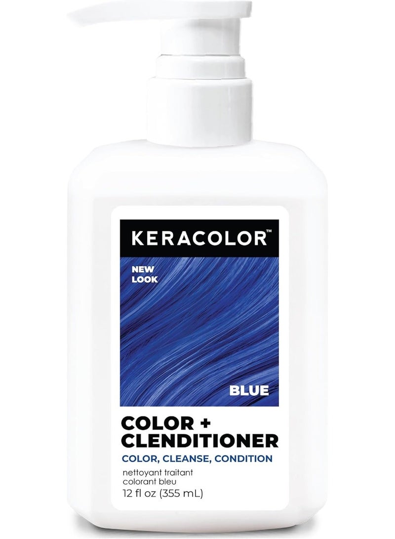 Keracolor Clenditioner BLUE Hair Dye - Semi Permanent Hair Color Depositing Conditioner, Cruelty-free, 12 Fl. Oz. - Image 1