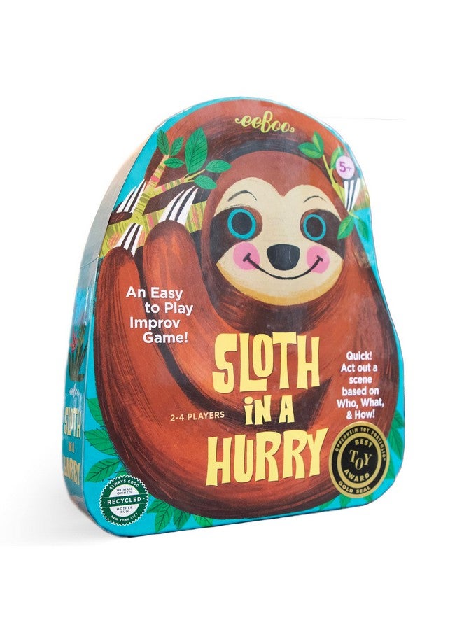eeBoo: Sloth in a Hurry Action Game, an Easy Fast-Moving Improv Game, 2 to 4 Players, 15-30 Minute Play Time, Develops Creativty and Imagination, for Ages 5 and up - Image 1