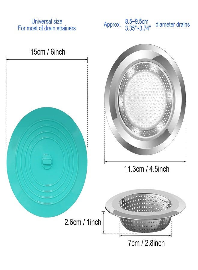 V-TOP Kitchen Drain Strainer Stopper 4 Pack, Universal 6 Inch Silicone Plug Anti-Clogging Stopper Cover, 4.5 Inch Stainless Steel Basket Strainer Food and Hair Catcher - Image 4