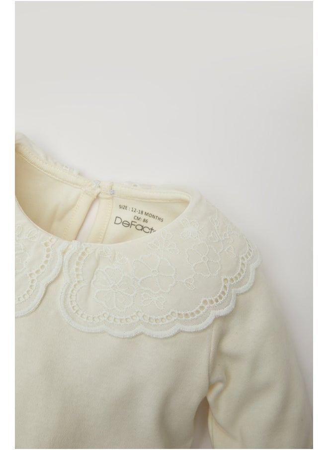 DeFacto - Babygirl New Born Regular Fit Big Neck Knitted Long Sleeve Snap Body - Image 1