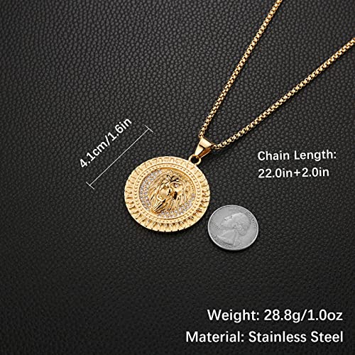 AsAlways 18K Gold Plated Lion Head Pendant Inlay CZ Vintage Hip Hop Viking Rock Punk Animal Totem Amulet Medal Charm Necklace Jewelry - Image 5