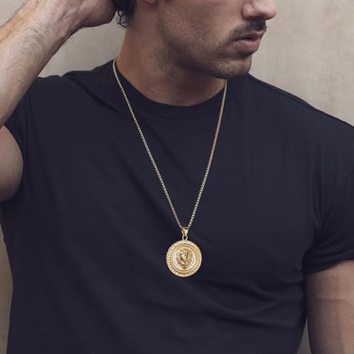 AsAlways 18K Gold Plated Lion Head Pendant Inlay CZ Vintage Hip Hop Viking Rock Punk Animal Totem Amulet Medal Charm Necklace Jewelry - Image 2