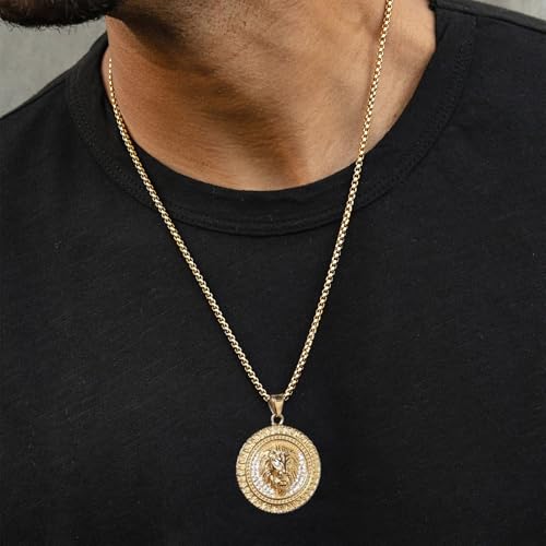 AsAlways 18K Gold Plated Lion Head Pendant Inlay CZ Vintage Hip Hop Viking Rock Punk Animal Totem Amulet Medal Charm Necklace Jewelry - Image 3