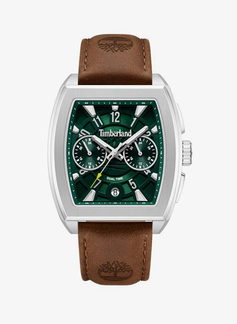 تمبرلاند Morristown Green Dial Leather Strap Multifunction Watch for Men, 40mm