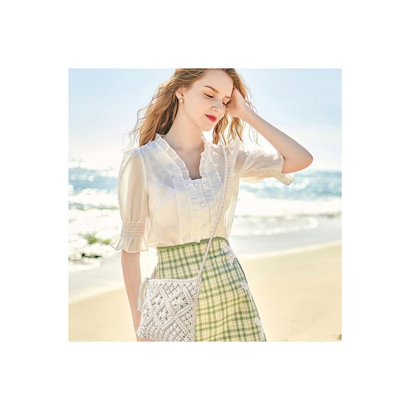 Zikra Handmade White Straw Cross Body Bag for Women, Beach-Ready Straw Messenger Bag Artisanal White Straw Shoulder Bag with Zipper Zippered White Straw Beach Bag for Women's Beach Outings - Image 3