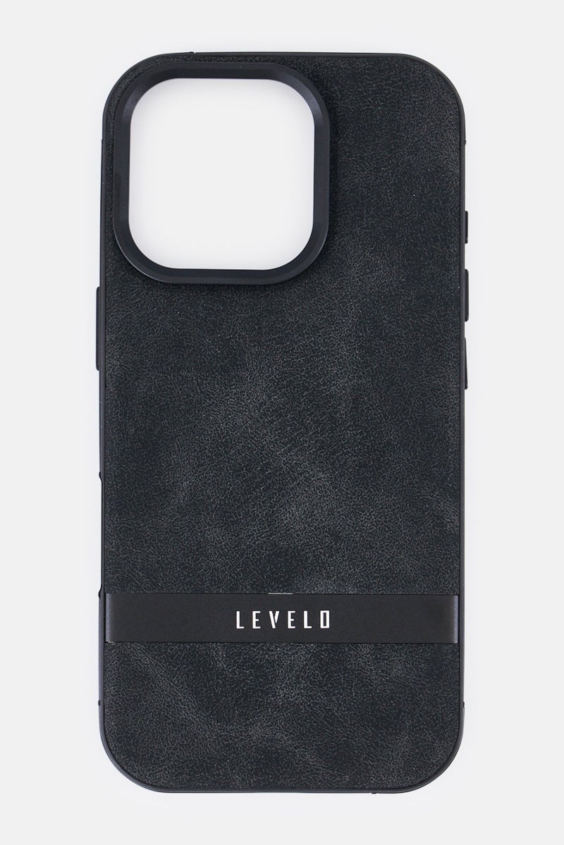 LEVELO iPhone 16 Pro Pelle Leather Protective Case, Black - Image 1