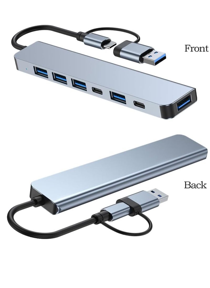 VIUAUAX USB C Hub, Aluminium 7 in 1 USB Extender, USB Splitter with 1 x USB 3.0, 4 x USB 2.0 and 2 x USB C Ports for MacBook Pro Air and Other PC/Laptop/Tablet Devices  - Image 5
