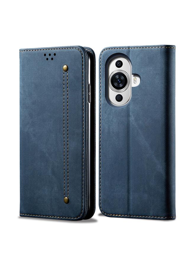 اس-توب جراب لهاتف Huawei Nova 11 Pro بتصميم كاجوال من الجلد بتصميم قماش الدنيم مع إمكانية التقليب الأفقي - Image 1