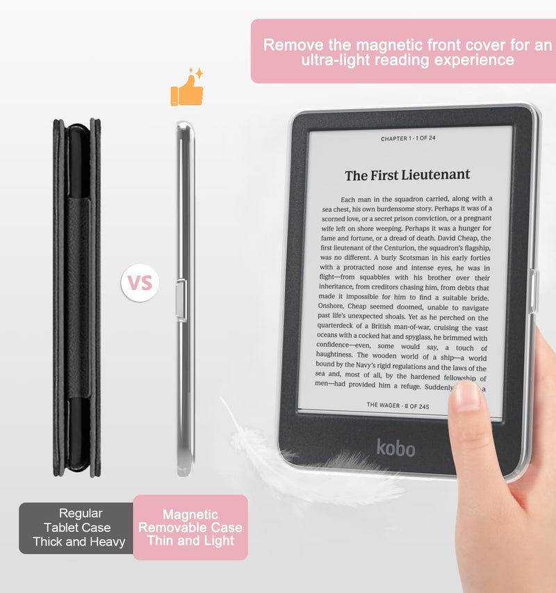E NET-CASE Detachable Magnetic Case for 6" Kobo Clara Colour (2024) /Clara BW (2024) /2E (2022) eReader, Ultra Clear Back Scratch-Proof Lightä¸¨Easy to Detach & Attachä¸¨Auto Sleep/Wake (Green) - Image 5