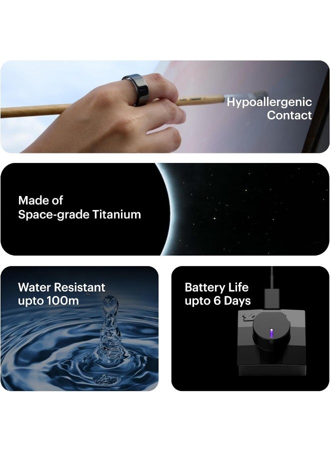 ULTRAHUMAN - Ultrahuman Ring AIR-Smart Ring Health Tracker, Size First with Ultrahuman Sizing Kit,Sleep Tracker,Smart Ring for Men/Women,Fitness Tracker - Aster Black (Size 13) - Image 1