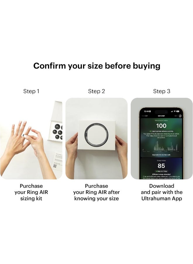 ULTRAHUMAN - Ultrahuman Ring AIR-Smart Ring Health Tracker, Size First with Ultrahuman Sizing Kit,Sleep Tracker,Smart Ring for Men/Women,Fitness Tracker - Aster Black (Size 13) - Image 1