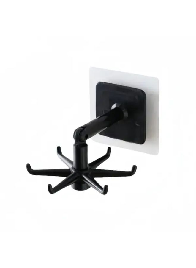 Black Self Adhesive 360 Degree Rotating Wall Hanger 6 Claw Hook For Kitchen Bathroom Office - Image 5