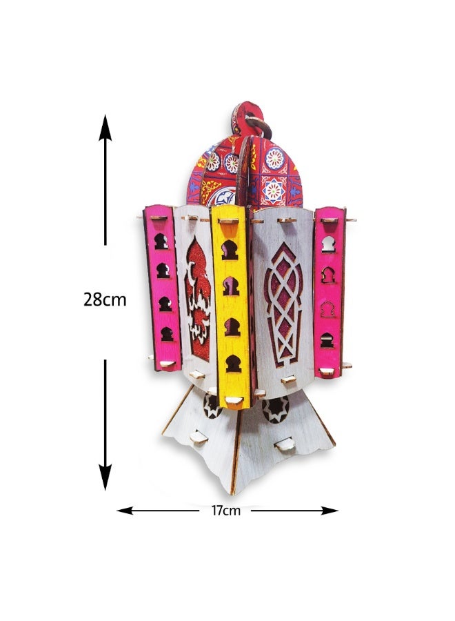 فانوس رمضاني موسيقي كبير للأطفال مع أضواء LED وأغانٍ رمضانية، لعبة إسلامية شهيرة، فانوس رمضاني عصري جديد للأطفال، هدية زخرفية وتعليمية - متعدد الألوان - Image 4