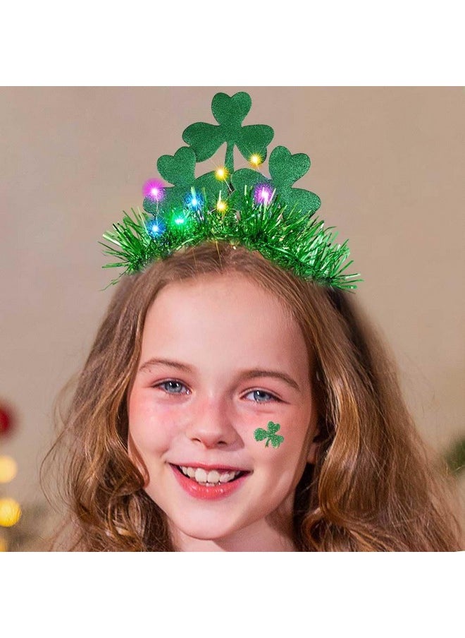 CASDRE - Light Up Shamrock Headband Green St. Patrick'S Day Headbands Sparkly Headwear Irish Hair Accessories For Women And Girls - Image 1