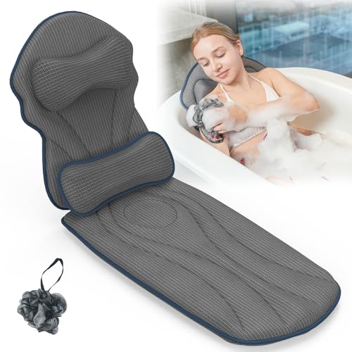 DaintyStar Full Body Bath Pillows for Tub Luxury Bathtub Pillow Cushion for Head,Shoulder,Back&Lumbar Support Thick Tub Pillow for Bathtub for Women Relaxing Soft 5D Air Mesh Mat 12 Non-Slip Power Suction Cups - Image 1