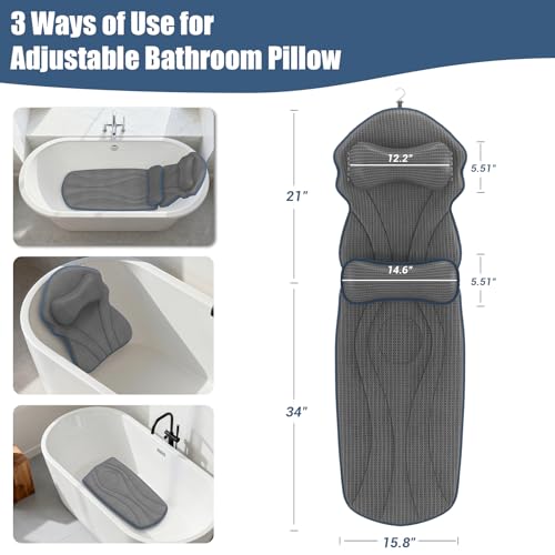 DaintyStar Full Body Bath Pillows for Tub Luxury Bathtub Pillow Cushion for Head,Shoulder,Back&Lumbar Support Thick Tub Pillow for Bathtub for Women Relaxing Soft 5D Air Mesh Mat 12 Non-Slip Power Suction Cups - Image 3
