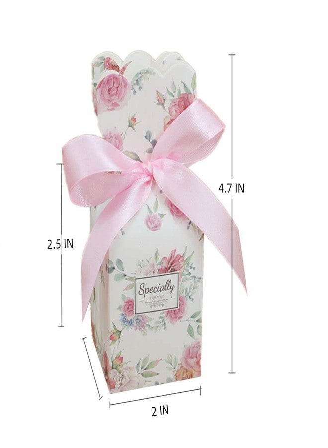 KUPOO 50PCS Candy Boxes Wedding Birthday Party Favor Gift Box with Pink Ribbon Decoration for Wedding Bridal Shower Baby Shower Birthday (Pink) - Image 3