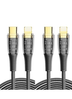 Nylon USB-C to Lightning Cable, Fast Charging Cord for iPhone 14 Plus 13 Pro 12 Max 11 X XS XR 8, AirPods, 27W 30W, Transparent Shell, Type-C 8 Pin Cable(2pcs)