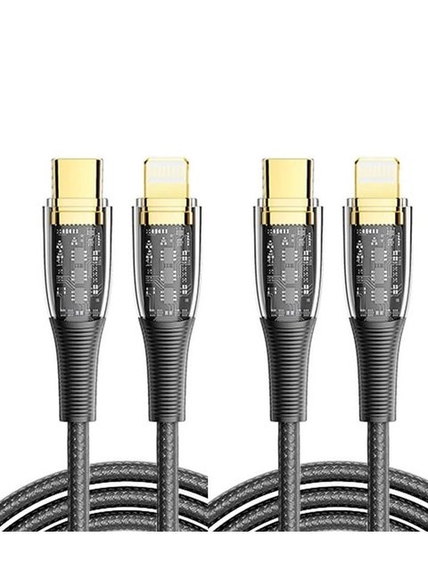 Nylon USB-C to Lightning Cable, Fast Charging Cord for iPhone 14 Plus 13 Pro 12 Max 11 X XS XR 8, AirPods, 27W 30W, Transparent Shell, Type-C 8 Pin Cable(2pcs)