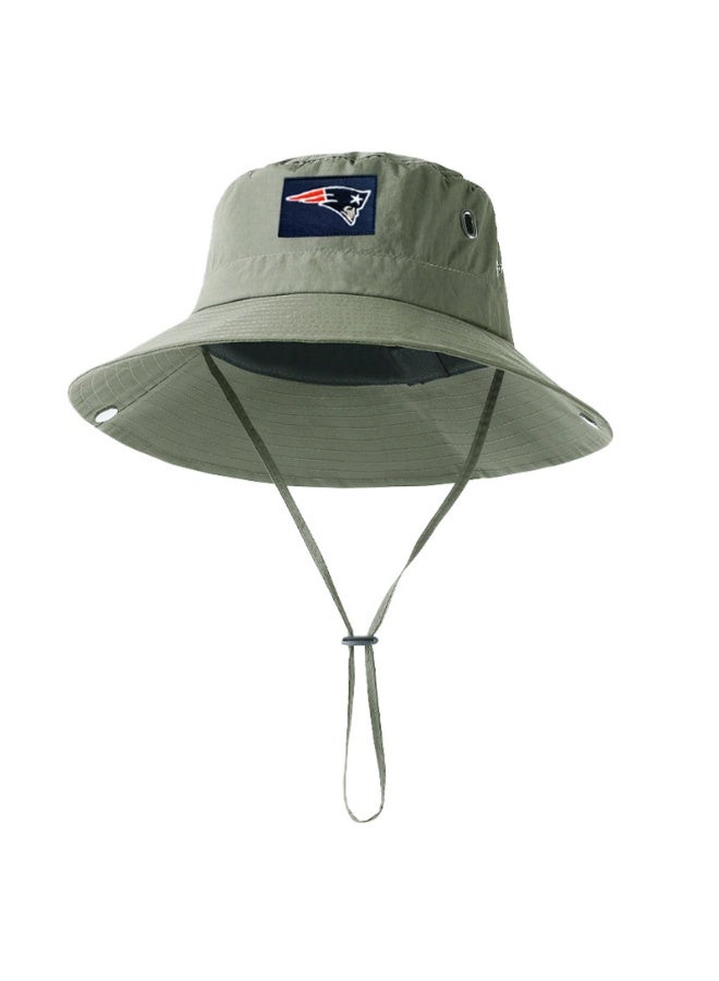 New England Patriots Olive Boonie Bucket Hat - Official Team Logo Outdoor Sun Hat with Secure Fit for Fans