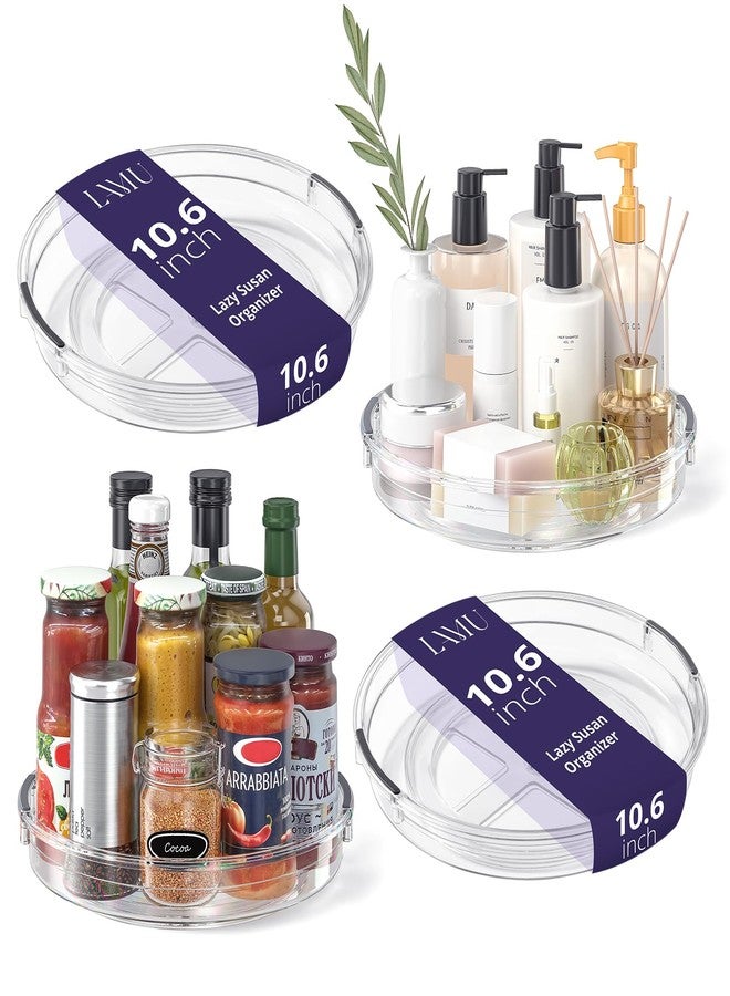 LAMU 4 Pack 10.6in Lazy Susan Organizer, Clear Lazy Susan Turntable for Cabinet, Refrigerator, Table Top, Kitchen, Bathroom, Pantry Organizers and Storage - Image 1