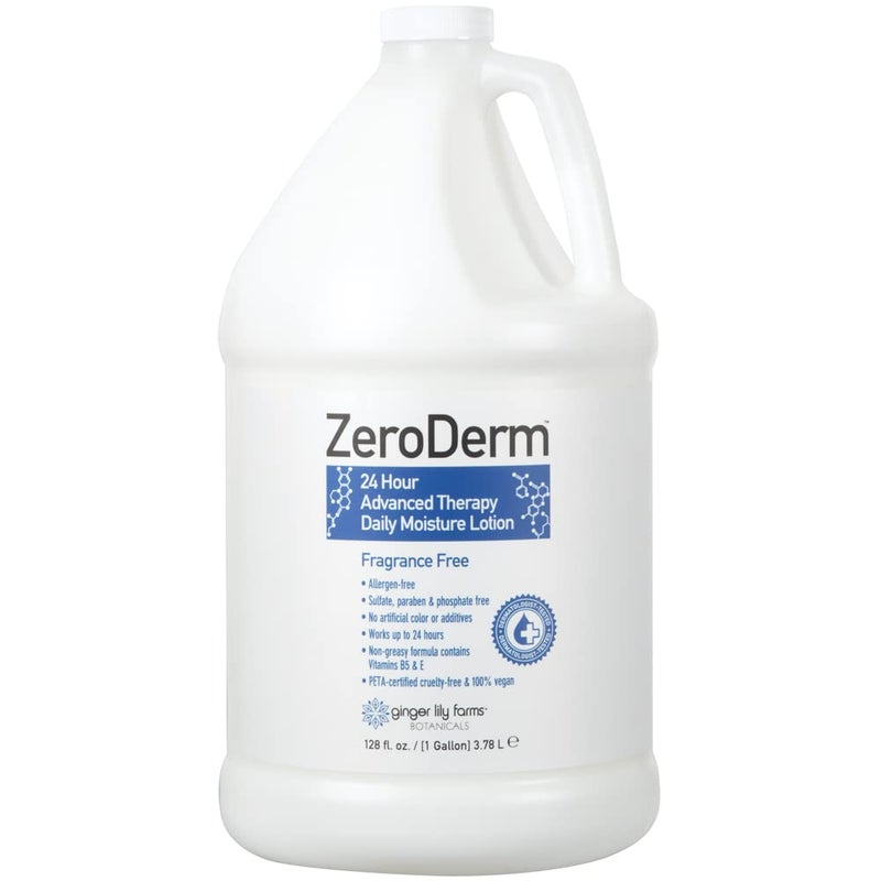 Ginger Lily Farms Botanicals ZeroDerm 24 Hour Advanced Therapy Daily Moisture Lotion, Allergen-Free, 100% Vegan & Cruelty-Free, Fragrance Free, 1 Gallon (128 fl. oz.) Refill - Image 1