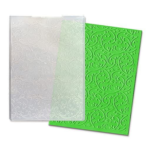 ALIBBON Lace Leaves Background Plastic Embossing Folders for Card Making Vine Background Embossing Folders for DIY Scrapbooking Flower Frame Folders for Paper Craft Photo Album Decorations - Image 1