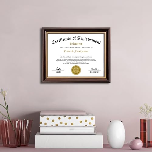 DEKWINN,8.5x11 Diploma Frames Certificate Document Frame,1 Pack Reddish Brown/Gold Trim with Real Glass for Wall Gallery or Tabletop display, Without Mat - Image 5